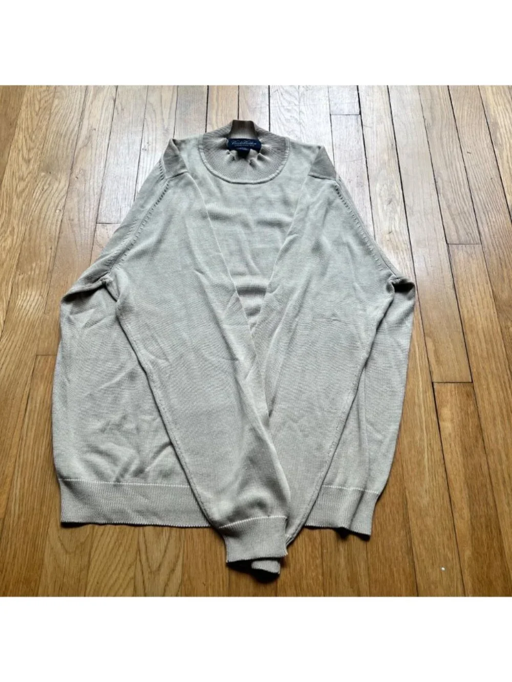 Vintage Brooks Brothers M Beige Gold Silk Blend Long Sleeve Mock Neck Sweater